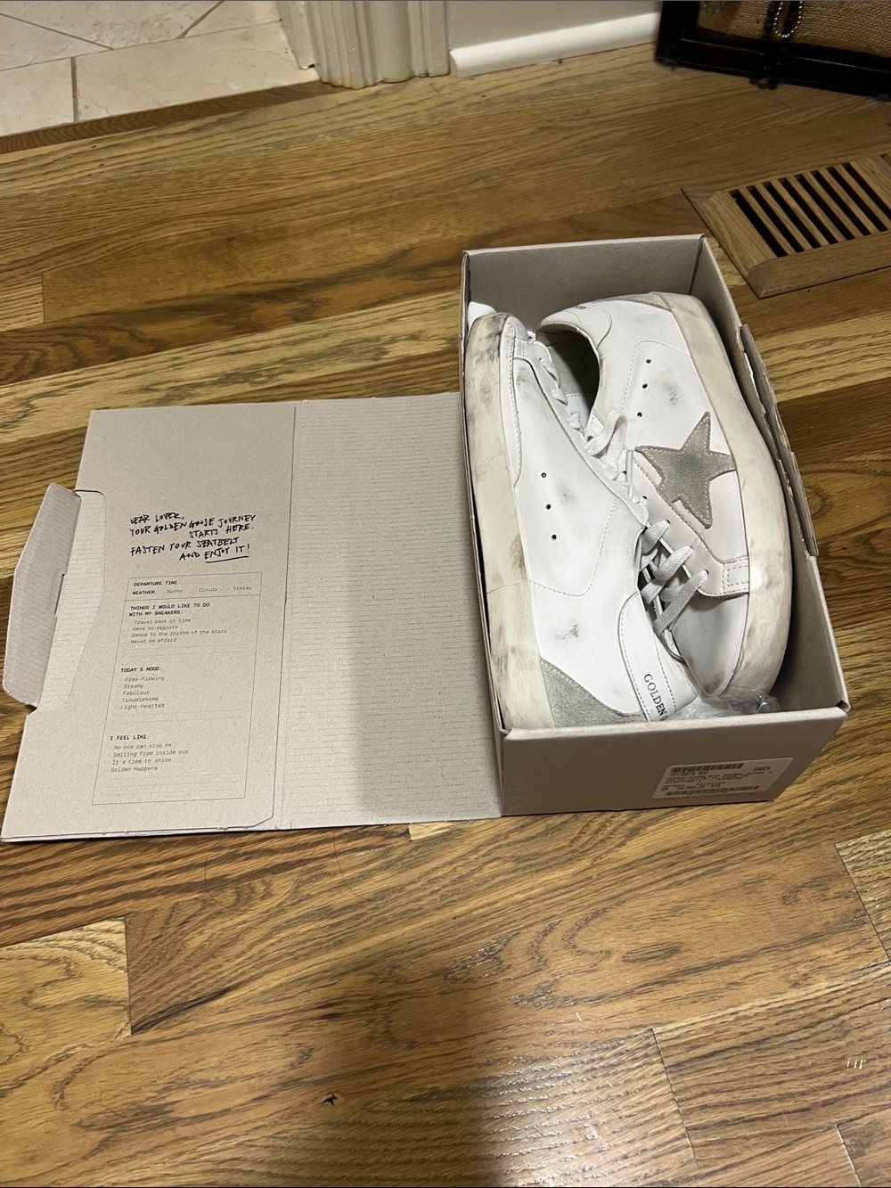 Golden Goose White Leather Sneakers with Grey Star Accent - Picture 3 of 5